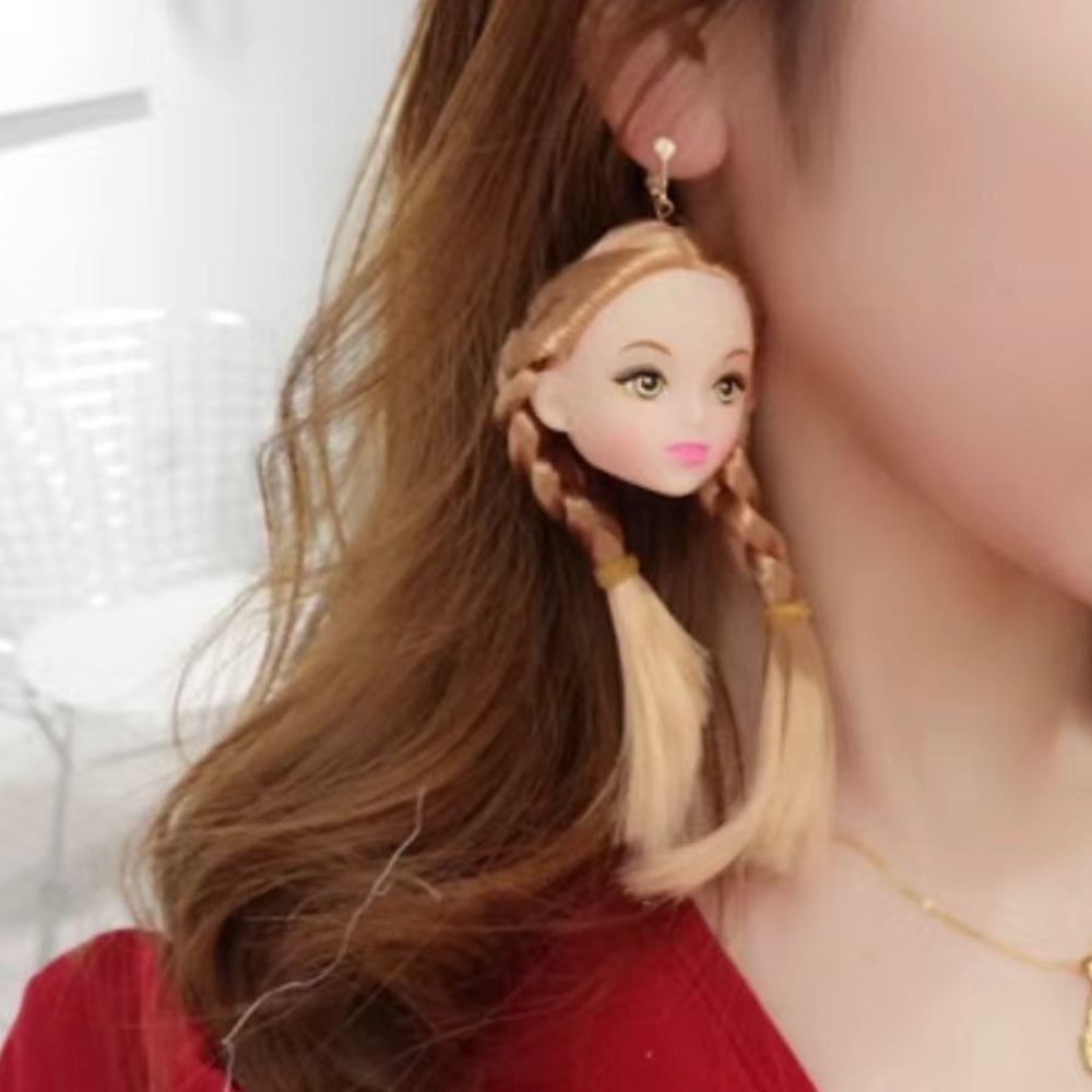 NWT Barbie Doll Head Dangle Earrings